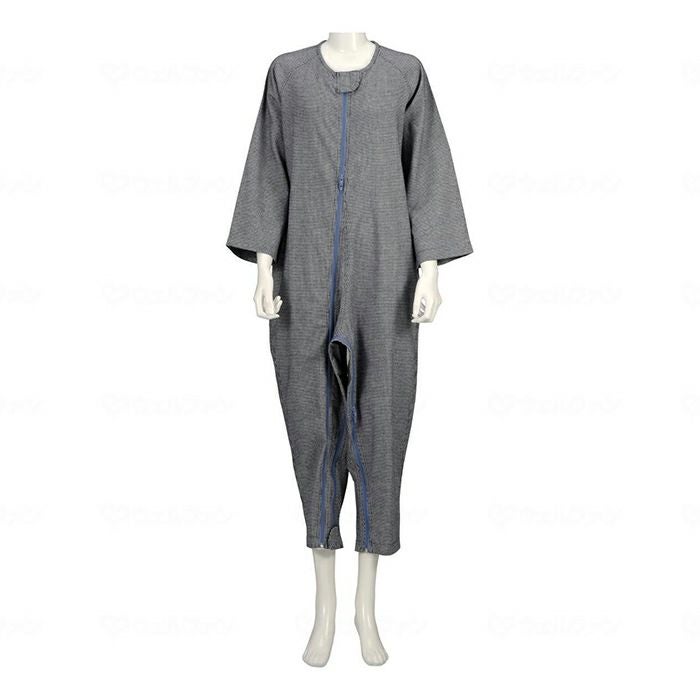 ソフトケアねまき 両開きファスナー 厚手タイプ 上下続き服（介護