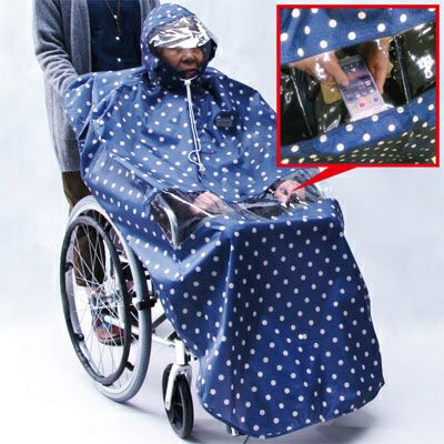 手元が見える窓付きポンチョ 車椅子用レインコート | 介護用品・福祉