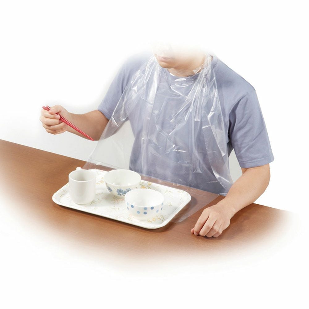食事用ポケット付エプロン(介助用)10枚セット 使い捨て食事用エプロンポケット付き 1箱60枚入り×1ケース（10箱・計