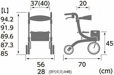 杖置き付 四輪歩行車 抑速ブレーキ付 Pastel《KW-LPC-L》Lサイズ